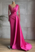 Fuchsia Stunning One Shoulder Mermaid Evening Gown with Side Cape - Prom Dresses