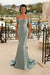 Glamorous Beaded Mermaid Off-Shoulder Prom Gown with Straps