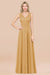 Bridelily Glamorous Chiffon V-Neck Sleeveless Burgundy Bridesmaid Dress with Draped Back