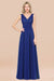 Bridelily Glamorous Chiffon V-Neck Sleeveless Burgundy Bridesmaid Dress with Draped Back