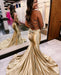 Glamorous Golden Sleeveless V-Neck Backless Mermaid Prom Dress