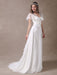Glamorous Court Train Ivory Bridal Wedding Dress With Beading V-Neck misshow