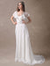 Glamorous Court Train Ivory Bridal Wedding Dress With Beading V-Neck misshow