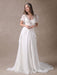 Glamorous Court Train Ivory Bridal Wedding Dress With Beading V-Neck misshow