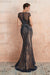 Glamorous Jewel Neck Short Sleeve Mermaid Prom Dress with Beadings