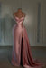 Pink Prom Dress: Sweetheart Spaghetti Strap with High Slit Trail - Glamorous