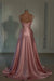 Glamorous Pink Prom Dress Sweetheart Spaghetti Strap with High Slit Trail - Prom Dresses