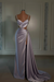 lavender prom dress sweetheart spaghetti straps with high slit