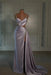 lavender prom dress sweetheart spaghetti straps with high slit