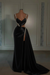 black prom dress sweetheart spaghetti straps with high slit