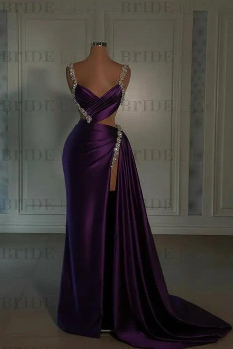 regency prom dress sweetheart spaghetti straps with high slit