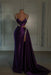 regency prom dress sweetheart spaghetti straps with high slit