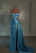Pool prom dress sweetheart spaghetti straps with high slit