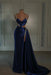 prom dress sweetheart spaghetti straps with high slit