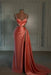 prom dress sweetheart spaghetti straps with high slit