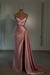 candy pink prom dress sweetheart spaghetti straps with high slit