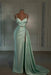 mint prom dress sweetheart spaghetti straps with high slit