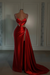 Red Prom Dress: Sweetheart Spaghetti Strap with High Slit Trail Glamorous