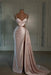 pearl pink prom dress sweetheart spaghetti straps with high slit