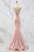 Glamorous Pink Shimmer Spaghetti Straps Satin Prom Dress