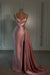 Glamorous Pink Sweetheart Spaghetti Strap Prom Dress with High Slit Trail