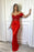 Glamorous Red Mermaid Prom Dress Jewel Pleated