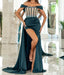Glamorous Rhinestone Embellished Sleeveless Strapless Prom Gown with Dramatic Side Slit Trail