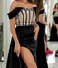 Glamorous Rhinestone Embellished Sleeveless Strapless Prom Gown with Dramatic Side Slit Trail