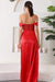 Glamorous Scarlet Mermaid Prom Gown with Off-the-Shoulder Sweetheart Neckline and Thigh-High Split
