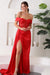Glamorous Scarlet Mermaid Prom Gown with Off-the-Shoulder Sweetheart Neckline and Thigh-High Split