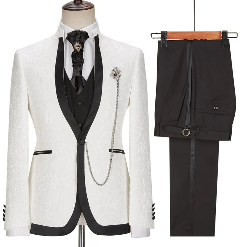 Beige Two Piece Slim Fit Shawl Lapel Wedding Suit main image 0