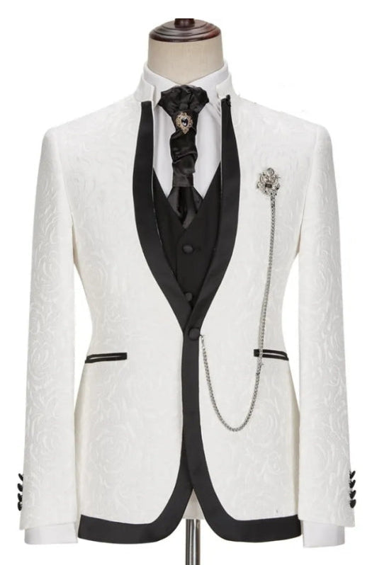 White Shawl Lapel Tux Ideas for 3 Piece Wedding Online