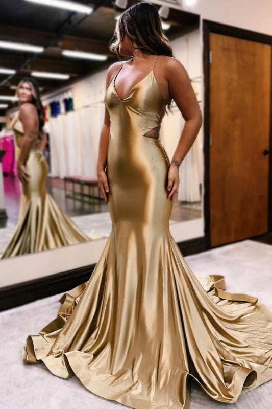 Elegant Mermaid V Neck Prom Dress,Charming Senior Prom Gown Y1101