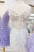 Glitter Lilac Corset Sequins Tight Short Homecoming Dress with Appliques