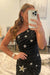 Sheath One Shoulder Black Sequins Short Homecoming Dress with Star