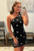 Sheath One Shoulder Black Sequins Short Homecoming Dress with Star
