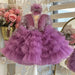 Glitter Sequins Long Sleeves Pageant Birthday Dress for Kids A Line Puffy Formal Dress with Pearls - Flower Girl Dress