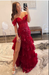 Glitter Sequins Off-the-shoulder Tulle Split Front A-Line Prom Dresses - Prom Dress