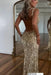 Glitter Sequins Sleeveless V Neck Prom Dress Long with Split