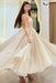 Sparkly Sequins Aline Evening Dress Tea Length with Straps