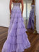 Glitter Strapless Tiered Ruffle Corset Prom Dress Long with Slit - Prom Dresses