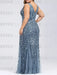 Glitter V-neck Sequined Mermaid Mother of the Bride Dress Sleeveless