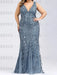 Glitter V-neck Sequined Mermaid Mother of the Bride Dress Sleeveless