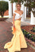 Glorious Elegant Eye-catching Sexy Two Piece Off the Shoulder White and Yellow Polkdots Mermaid Prom Dress - Prom Dresses