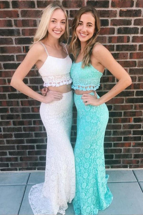 Glorious Precious Excellent Two Piece Mermaid Spaghetti Straps Floor-Length Lace Prom Sexy Party Dress - Prom Dresses