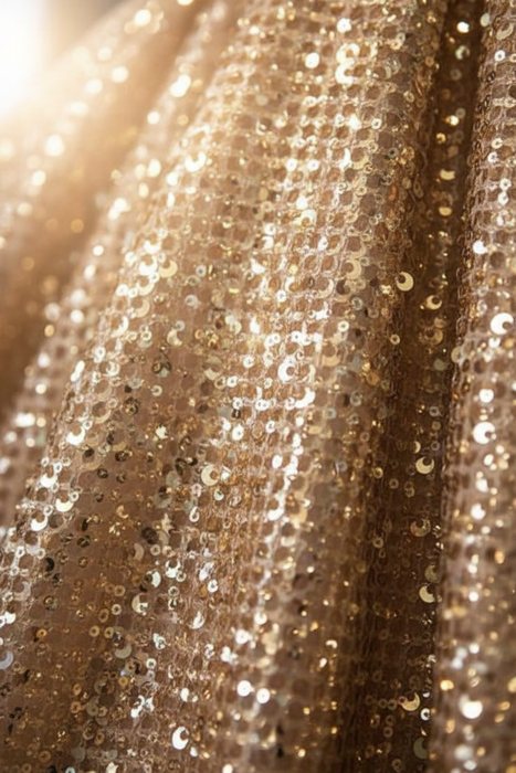 Gold Ball Gown Sequined Prom Dress with Pockets Long Square Quinceanera Dresses - Prom Dresses