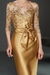 Gold Bateau 3/4 Long Sleeves Satin Mother of the Bride Dresses with Lace - Prom Dresses