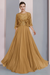 Gold Floor-Length A-Line Mother of the Bride Dress with Princess Scoop Neckline