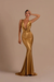 Gold Elegant Champagne Mermaid Prom Dress Long Slimming