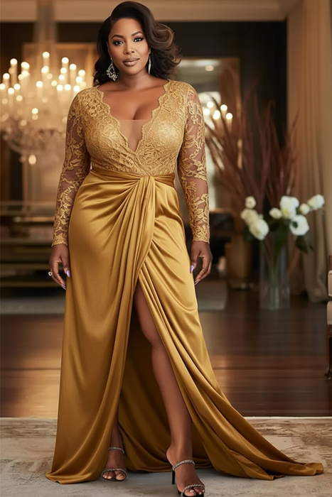 V-Neck Black Mother of the Bride Dress with Long Lace Sleeves-Bridelily